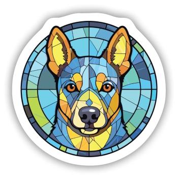 Blaue Heeler-Hunderasse Aquarell-Illustration - Sticker Größe S (10 x 10 cm) - Mattweiß - Vorne