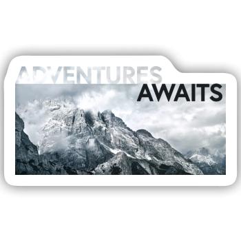 ADVENTURE AWAITS - Sticker Größe S (10 x 10 cm) - Mattweiß - Vorne