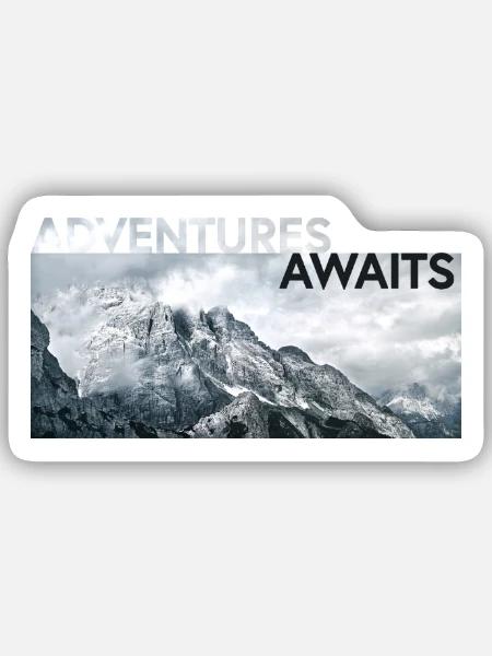 ADVENTURE AWAITS - Sticker Größe S (10 x 10 cm) - Mattweiß