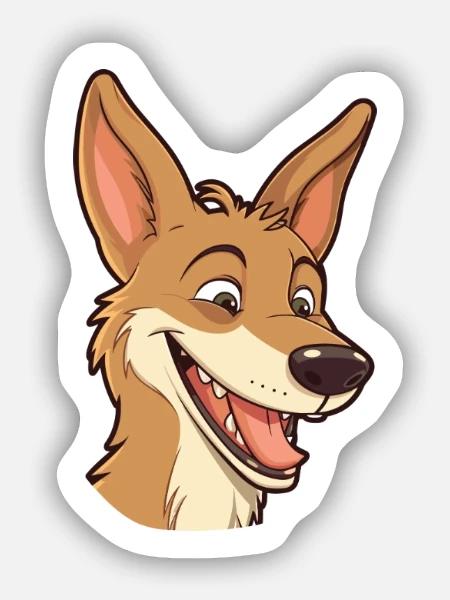 Kojoten-Karikatur-Kawaii-Aquarellillustration - Sticker Größe S (10 x 10 cm) - Mattweiß