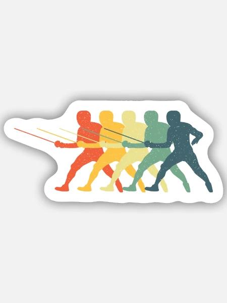 Fechten Fechtsport Grafik Retro Fechter - Sticker Größe S (10 x 10 cm) - Mattweiß