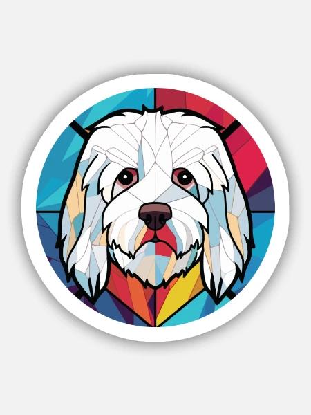 Coton de Tulear Hunderasse Aquarell Illustration - Sticker Größe S (10 x 10 cm) - Mattweiß