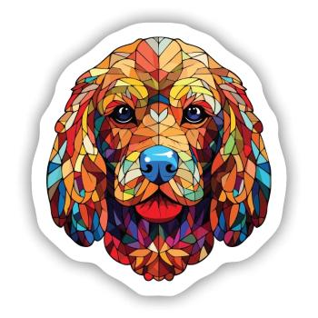 Cockapoo Hunderasse Aquarell Glas Illustration - Sticker Größe S (10 x 10 cm) - Mattweiß - Vorne
