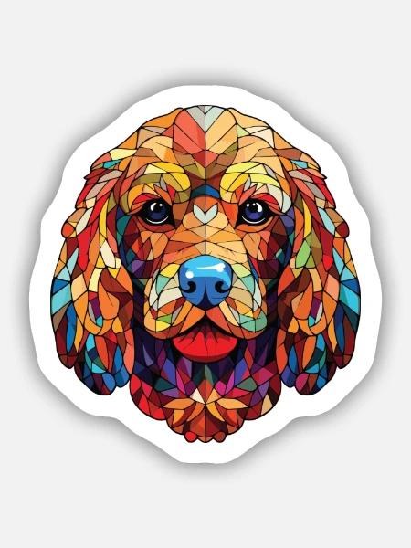 Cockapoo Hunderasse Aquarell Glas Illustration - Sticker Größe S (10 x 10 cm) - Mattweiß