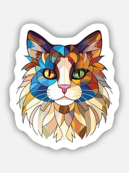 Ragdoll Katze Rasse bunte Aquarell Illustration - Sticker Größe S (10 x 10 cm) - Mattweiß