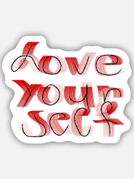Love yourself - Sticker Größe S (10 x 10 cm) - Mattweiß