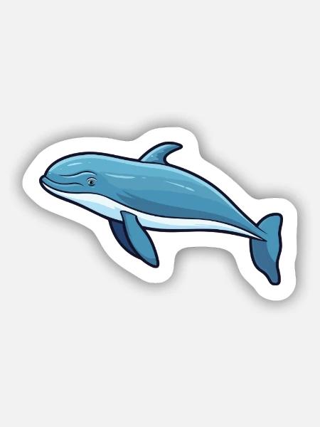 Buckelwal-Karikatur-Kawaii-Illustration - Sticker Größe S (10 x 10 cm) - Mattweiß