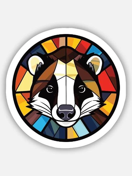 Dachs Buntes Aquarell Tier Haustier Illustration - Sticker Größe S (10 x 10 cm) - Mattweiß