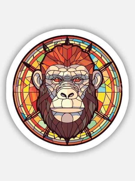 Affe Buntes Aquarell Tier Haustier Illustration - Sticker Größe S (10 x 10 cm) - Mattweiß