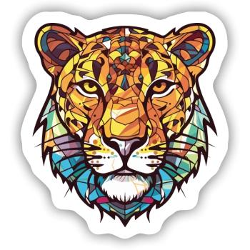 Knurrendes Grinsen Leopard Buntes Aquarelltier - Sticker Größe S (10 x 10 cm) - Mattweiß - Vorne