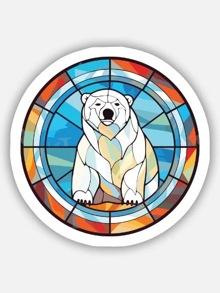 Eisbär Bunte Aquarell-Tierillustration - Sticker Größe S (10 x 10 cm) - Mattweiß