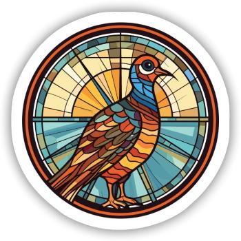 Fasan Bunte Aquarell-Tierillustration - Sticker Größe S (10 x 10 cm) - Mattweiß - Vorne