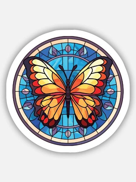 Schmetterling Bunte Aquarell-Tierillustration - Sticker Größe S (10 x 10 cm) - Mattweiß