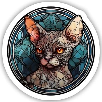 Devon Rex Katzenrasse Aquarellglas - Sticker Größe S (10 x 10 cm) - Mattweiß - Vorne