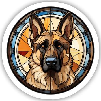 Deutscher Schäferhund Rasse Aquarellglas - Sticker Größe S (10 x 10 cm) - Mattweiß - Vorne