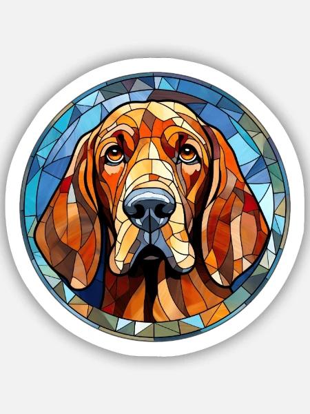 Bluthund Hunderasse Aquarellglas - Sticker Größe S (10 x 10 cm) - Mattweiß
