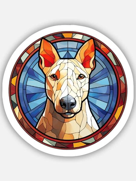 Bullterrier Hunderasse Aquarellglas - Sticker Größe S (10 x 10 cm) - Mattweiß