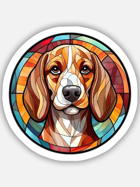 Beagle Hunderasse Aquarellglas - Sticker Größe S (10 x 10 cm) - Mattweiß