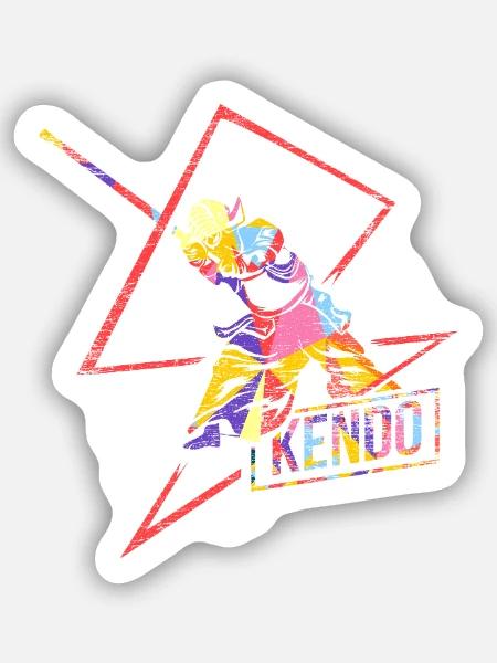 Disziplinierter Kendo Schwertkämpfer - Sticker Größe S (10 x 10 cm) - Mattweiß