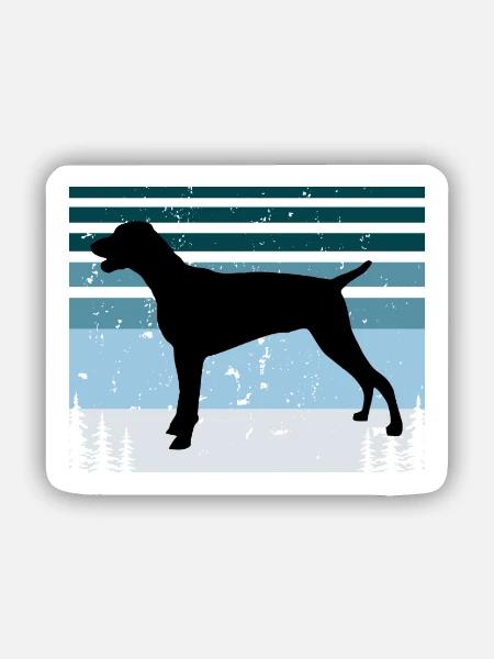 Weimeraner Hundeliebhaber Silhouette Vintage Sonnenuntergang - Sticker Größe S (10 x 10 cm) - Mattweiß