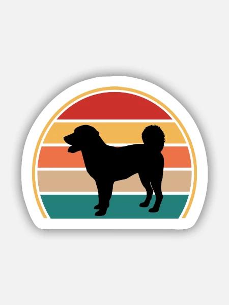Appenzeller Sennenhund Hund Silhouette Retro Sonnenuntergang - Sticker Größe S (10 x 10 cm) - Mattweiß