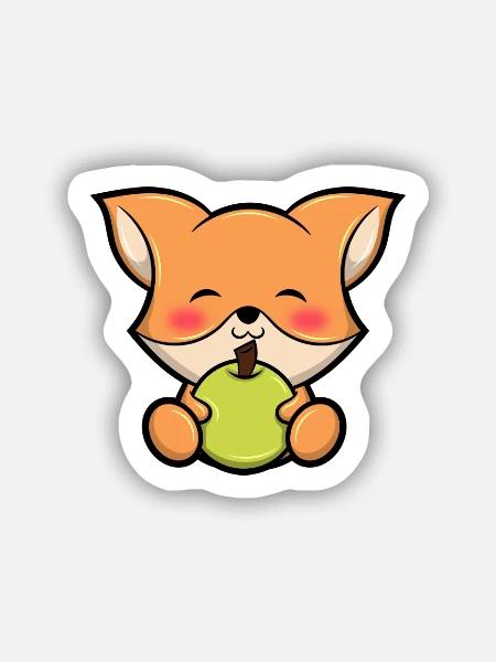 Cute Fox Süßer Fuchs Füchschen Grafik - Sticker Größe S (10 x 10 cm) - Mattweiß