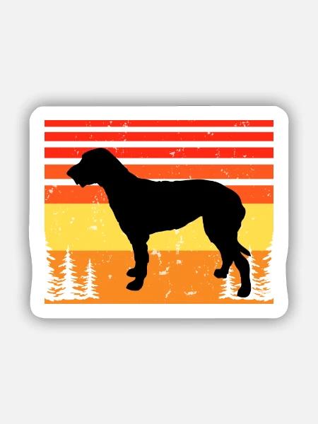 Irish Wolfhound Hund Liebe Silhouette Vintage Sonnenuntergang - Sticker Größe S (10 x 10 cm) - Mattweiß