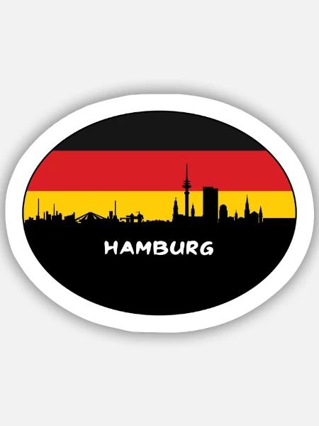 Hamburg Deutschland Flagge Skyline Silhouette Travel - Sticker Größe S (10 x 10 cm) - Mattweiß