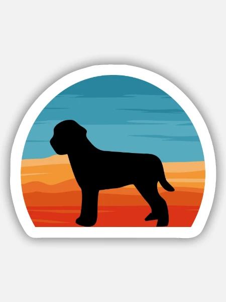 Lagotto Romagnolo Hund Liebe Silhouette Retro Sonnenuntergang - Sticker Größe S (10 x 10 cm) - Mattweiß