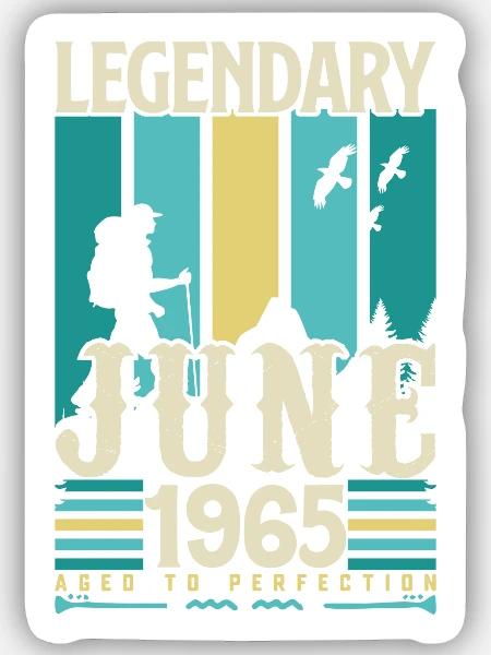 Juni 1965 Geburtstagsgeschenk, Jahrgang Juni 1965. - Sticker Größe S (10 x 10 cm) - Mattweiß