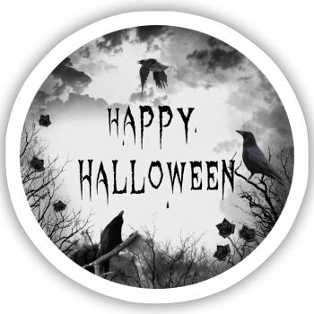 Halloween - Happy Halloween crows - Sticker Größe S (10 x 10 cm) - Mattweiß - Vorne