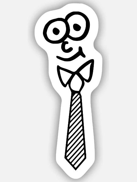 Gesicht mit Krawatte gestrichelt lustig - Sticker Größe S (10 x 10 cm) - Mattweiß
