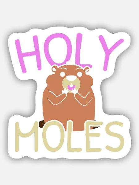 Löchrige Maulwürfe Tierisches Wortspiel Maulwurfli - Sticker Größe S (10 x 10 cm) - Mattweiß
