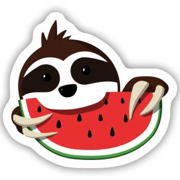 Faultier Melone - Sticker Größe S (10 x 10 cm) - Mattweiß - Vorne