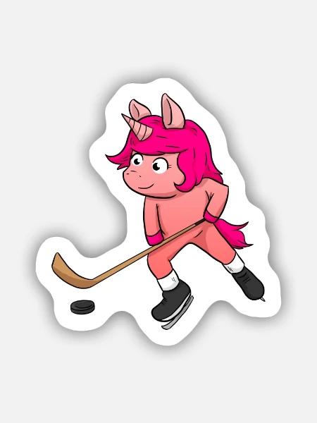 Icehockeyspielerin Einhorn Hockey Icehockey - Sticker Größe S (10 x 10 cm) - Mattweiß