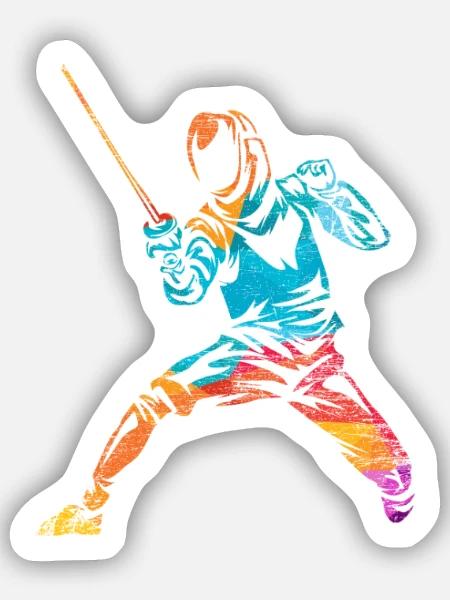 Mutiger Säbelfechter Mannschaftskampf - Sticker Größe S (10 x 10 cm) - Mattweiß