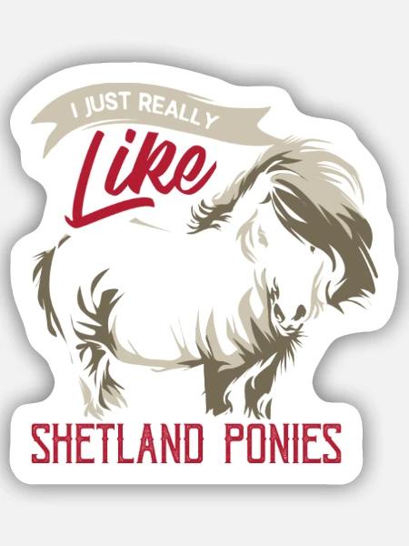 Wuscheliges Shetlandpony Minipony - Sticker Größe S (10 x 10 cm) - Mattweiß
