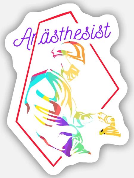 Gelassener Anästhesist Operationssaal - Sticker Größe S (10 x 10 cm) - Mattweiß