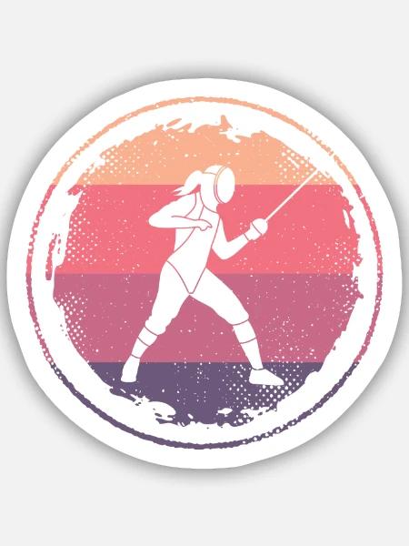 Fechten Fecht Sport Degen Frauen Fechter - Sticker Größe S (10 x 10 cm) - Mattweiß