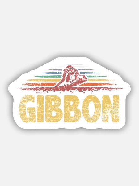 Schwungvoller Gibbon Baumakrobat - Sticker Größe S (10 x 10 cm) - Mattweiß