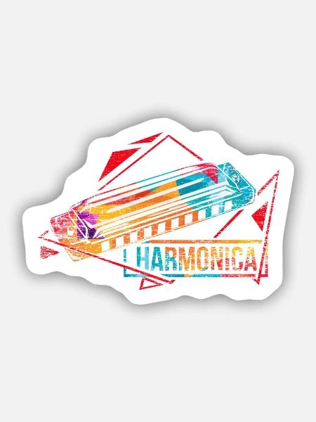 Seelenvolle Mundharmonika Melodie - Sticker Größe S (10 x 10 cm) - Mattweiß