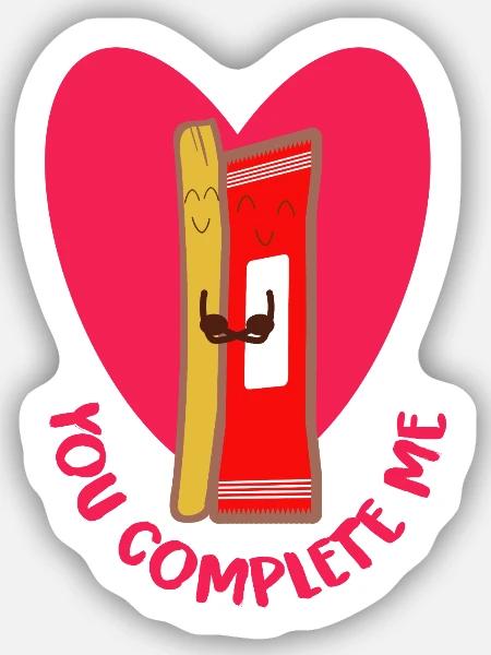 Knusprige Frittenliebe Pärchen - Sticker Größe S (10 x 10 cm) - Mattweiß