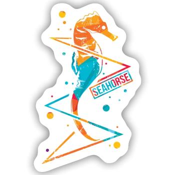 Seepferdchen Seepferd Hippocampus Hippo Polygon - Sticker Größe S (10 x 10 cm) - Mattweiß - Vorne