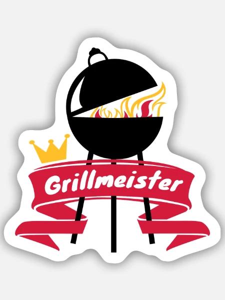 Grillmeister - Sticker Größe S (10 x 10 cm) - Mattweiß