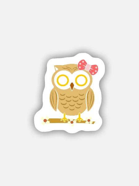 Uhu Eule Süß - Sticker Größe S (10 x 10 cm) - Mattweiß