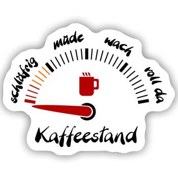 Kaffeeanzeige müde - Sticker Größe S (10 x 10 cm) - Mattweiß - Vorne