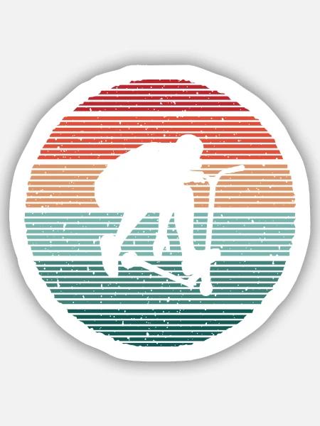 Tretroller Vintage Scooterfahrer Stunt Scooter - Sticker Größe S (10 x 10 cm) - Mattweiß