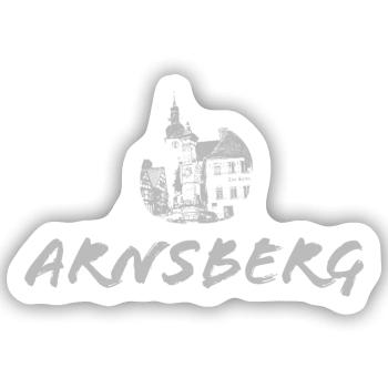 Arnsberg mit Altstadtlogo, silber - Sticker Größe S (10 x 10 cm) - Mattweiß - Vorne