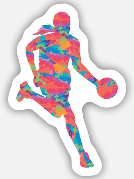 Basketballerin Basketballspielerin Basketball - Sticker Größe S (10 x 10 cm) - Mattweiß