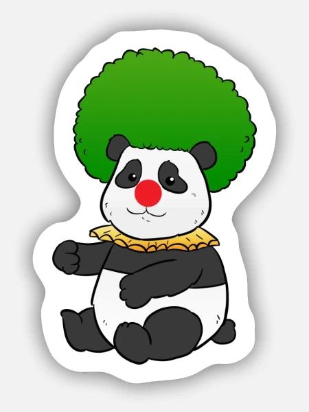 Clown Panda - Sticker Größe S (10 x 10 cm) - Mattweiß